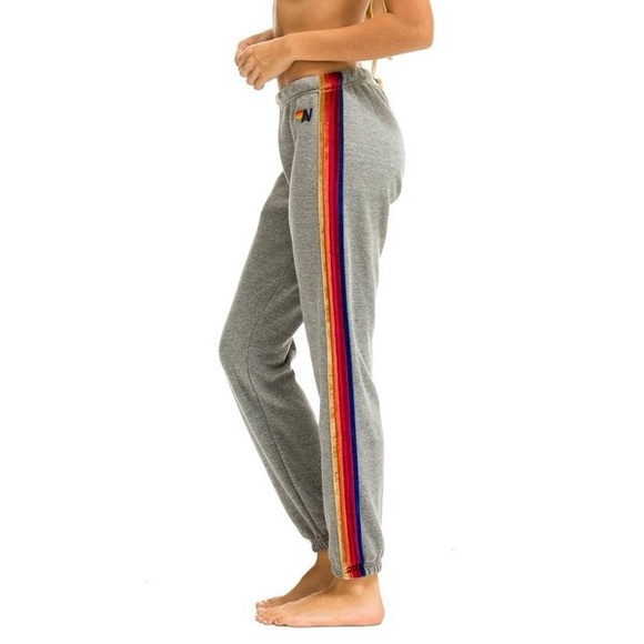AVIATOR NATION CLASSIC VELVET STRIPES SWEATPANTS - HEATHER GRAY size s - Picture 5 of 9